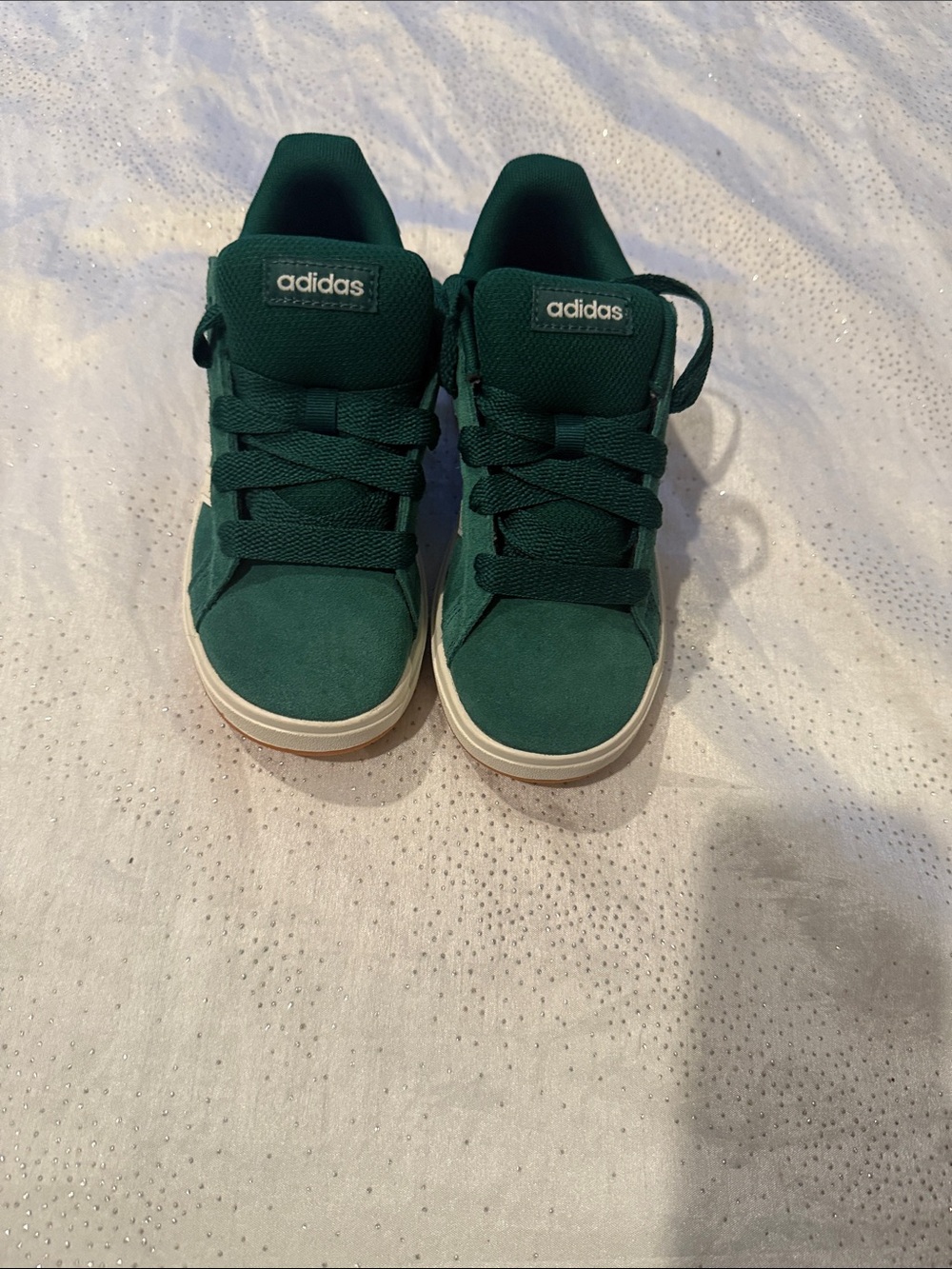 adidas Kids Dark Green Suede Lace-Up Sneakers size 1